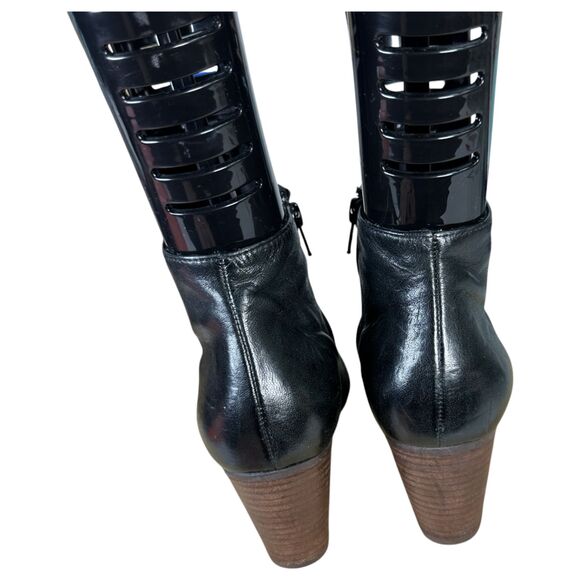 Paul Green Dexter Black Leather Chunky Stacked Heel Booties Size UK 6 US 8.5 - Picture 6 of 9